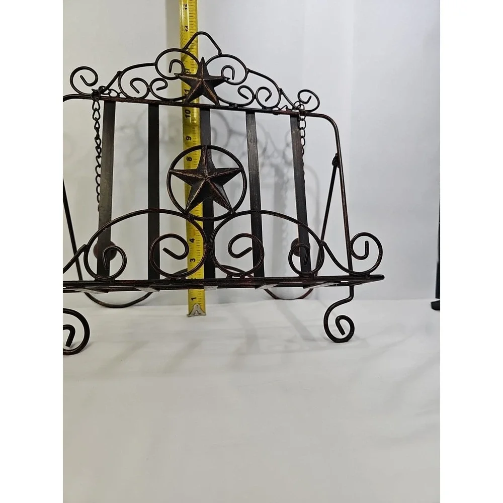Western Decorative Wall / Table Shelf‎ , Brown, Rustic Star Book Holder / Stand